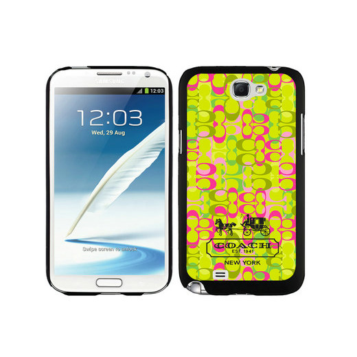 Coach In Confetti Signature Green Samsung Note 2 Cases DTJ - Click Image to Close